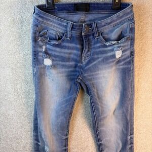 Buckle Black Jeans Women's 25 (Fits 27x31) Blue Denim Ankle Straight Distressed